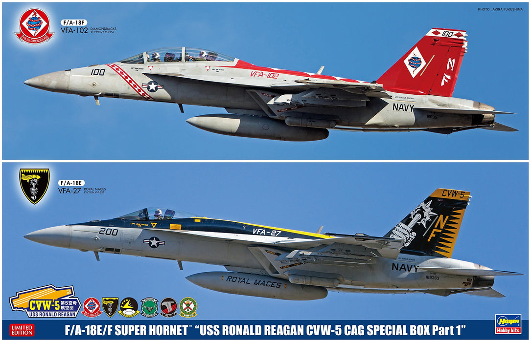 HASEGAWA Sp341 F/A-18E/F Super Hornet Uss Ronald Reagan Cvw-5 Cag Special Box 1