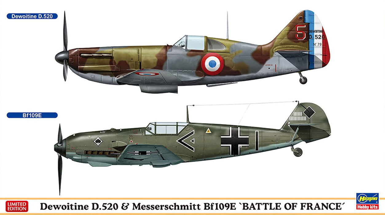 HASEGAWA 02332 Dewoitine D.520 & Messerschmitt Bf109E Battle Of France 1/72 Scale Kit