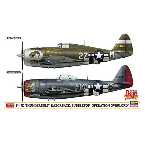 HASEGAWA 02099 P-47D Thunderbolt Razorback / Bubbletop Operation Overlord 2 Planes Set im Maßstab 1:72
