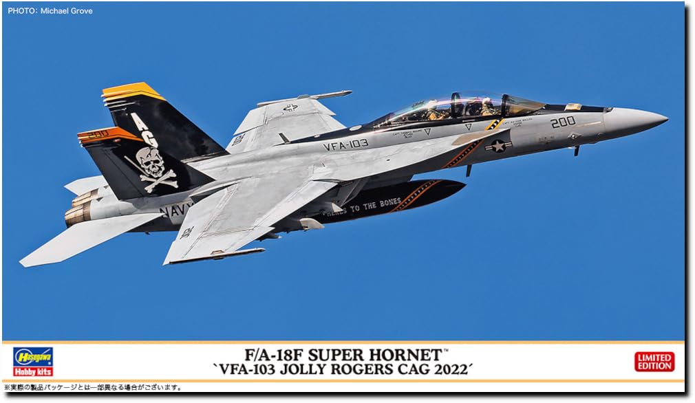 Hasegawa 1/72 US Navy F/A-18F Super Hornet Vfa-103 Jolly Rogers Cag 2022 Japan Kunststoffmodell 02458