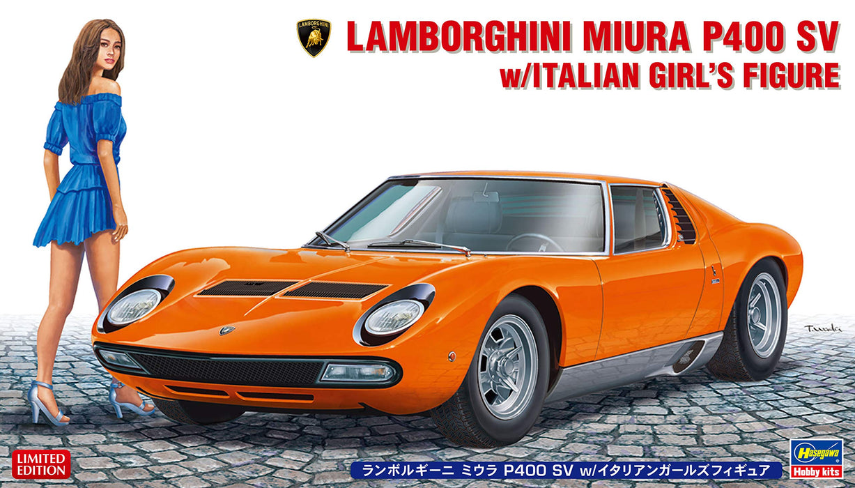 Hasegawa 20423 Lamborghini Miura P400 Sv W/Italian Girls Figure 1/24 Scale Kit