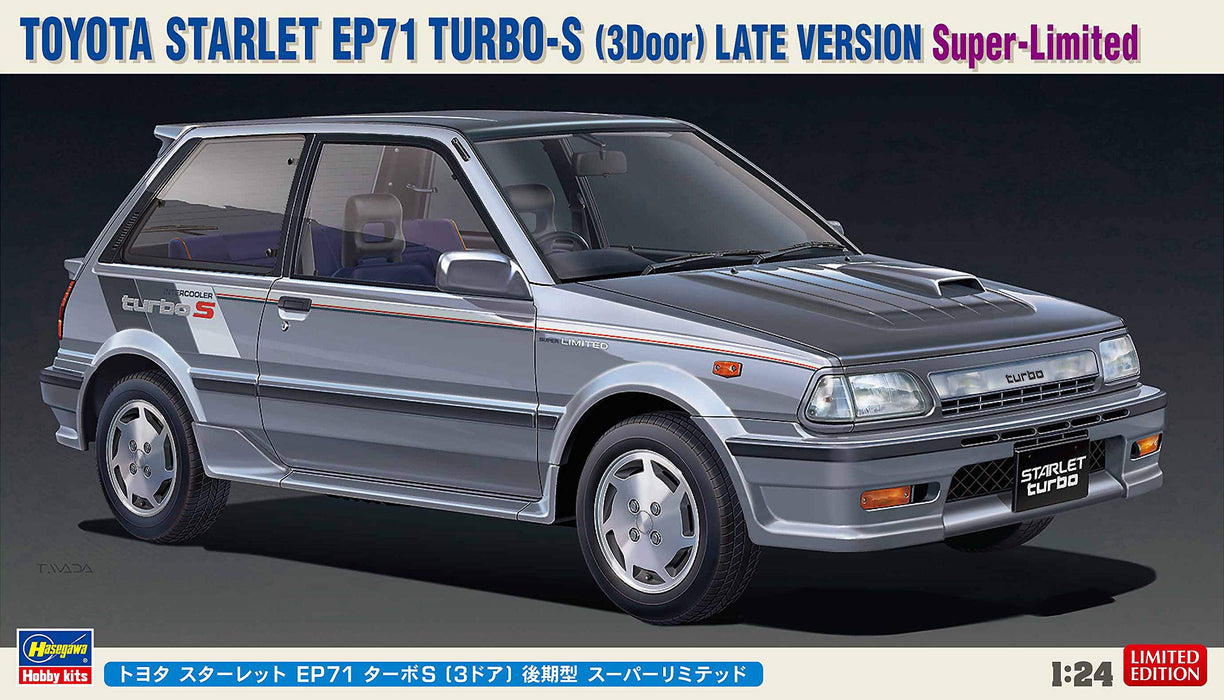 HASEGAWA 1/24 Toyota Starlet Ep71 Turbo S 3 portes Super modèle en plastique limité