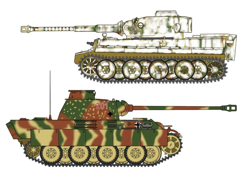 HASEGAWA 1/72 Tiger I & Panther G German Army Main Battle Tank Combo Plastic Model