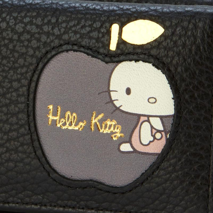 Sanrio Hello Kitty Portefeuille à trois volets en cuir véritable (frais) Noir