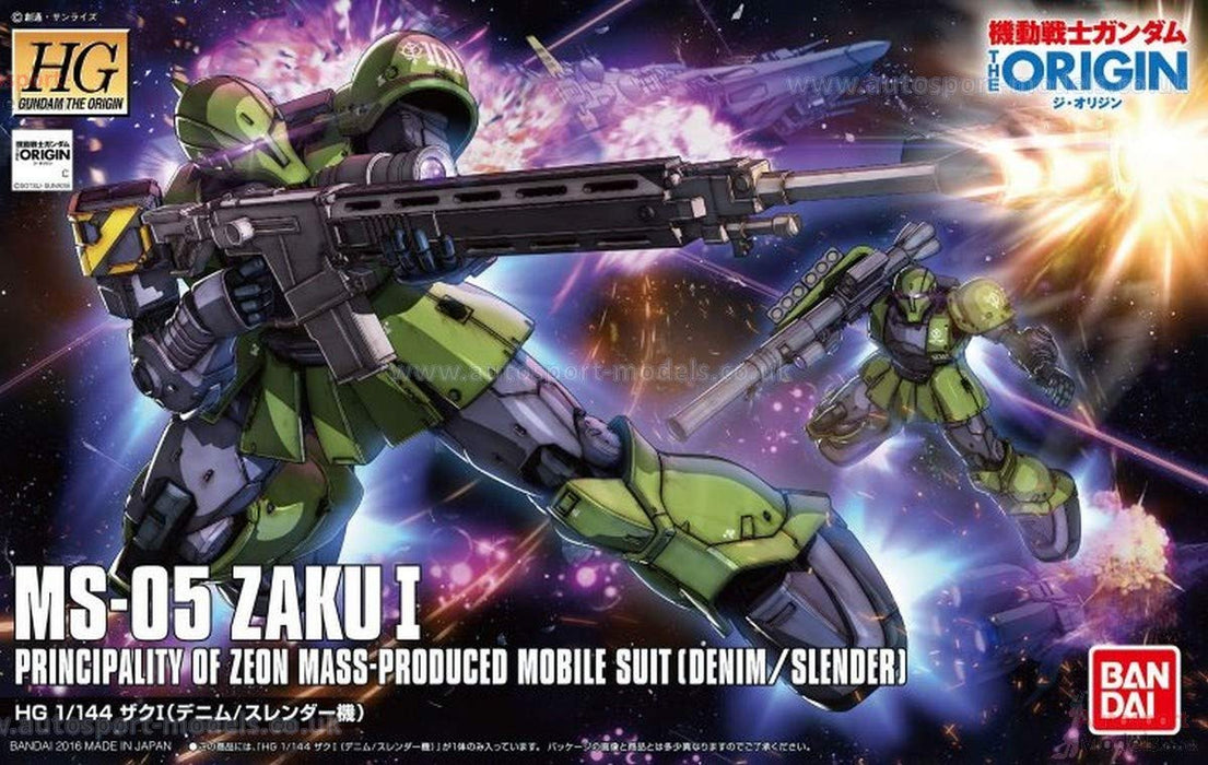 Hg Mobile Suit Gundam The Origin Zaku I (Denim/Slender Machine) Modèle en plastique à code couleur à l'échelle 1/144