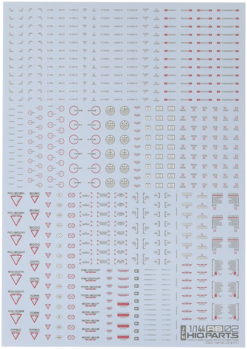 HIQPARTS 1/144 Rb02 Caution Decal Red & Gray