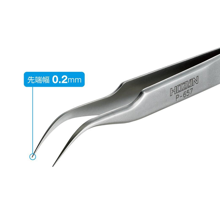 HOZAN P-657 Precise Stainless Steel Tweezers Non-Magnetic Type Tip Width: 0.2Mm
