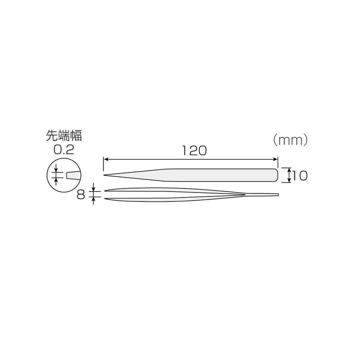 HOZAN P-657 Precise Stainless Steel Tweezers Non-Magnetic Type Tip Width: 0.2Mm