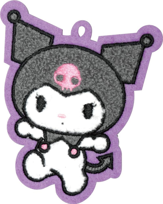 J'S Planning Kuromi Fluffy Embroidered Patch Bag Charm Japan 7X8X1Cm Wcm002