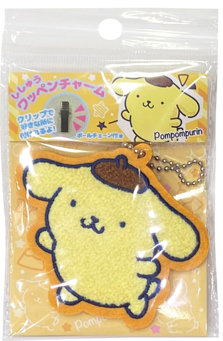 J&S Planning Charm Sanrio Fluffy Embroidered Patch Bag Charm Pompompurin Yellow Japan 8.5X8X1Cm Wcm003