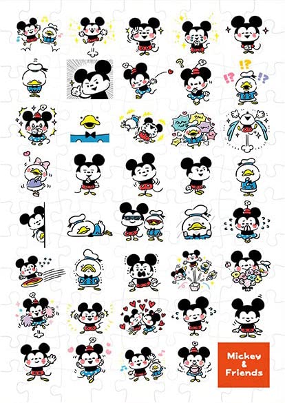 TENYO D108-031 Jigsaw Puzzle Disney Mickey & Friends By Kanahei 108 Pieces