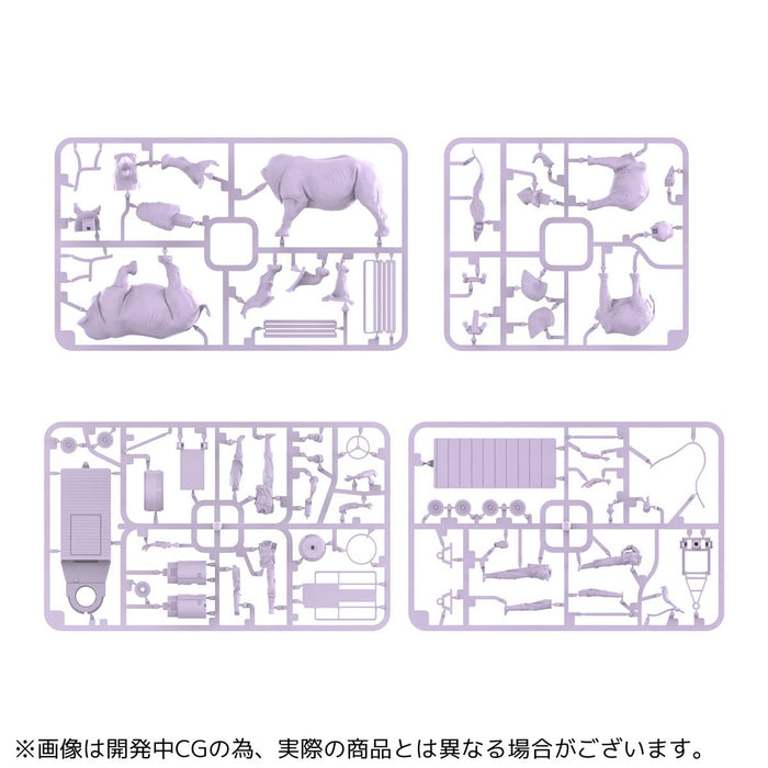 Kaiyodo Art Plastic Art Pla Keeper White Rhinoceros Set Unpainted Unassembled Model Kit Japan Ap006
