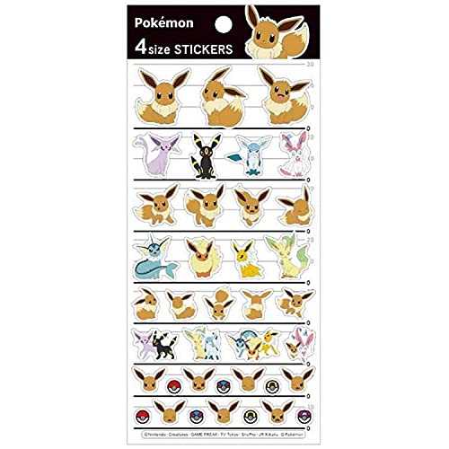KamioJapan Pokemon Eevee Friends 4 Size Stickers 007344