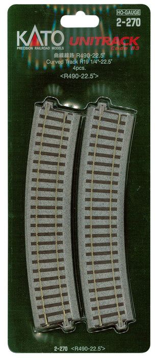 Kato Ho Gauge R490-22.5° Curved 4-Piece Track Set - 2-270 Model Railroad Supplies
