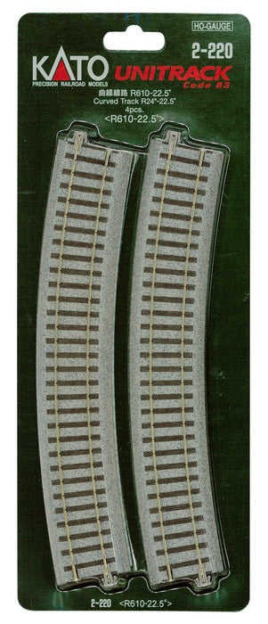 Kato Ho Gauge 4-Piece Curved Track Set R610-22.5° - 2-220 Model Railroad Supplies