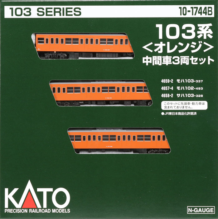 Kato N Gauge 103 Series 3-Car Set - Orange Intermediate 10-1744B Railway Model Train