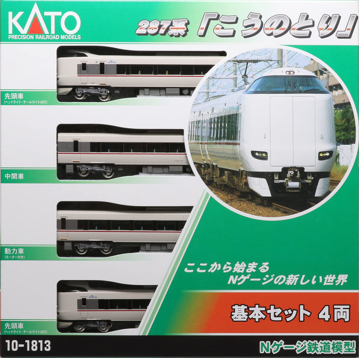 Kato N Gauge 287 Series 4-Car Stork Basic Model Train Set 10-1813