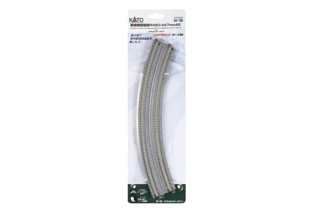 Kato Railway Model Supplies - N Gauge Double Track Curved Line R480/447-45° - 2 Pieces