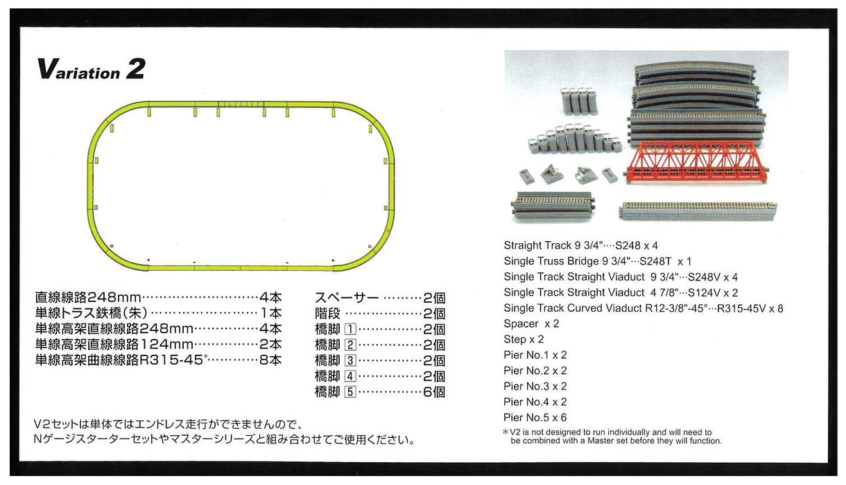 Kato N Gauge Inner Double Track 20-861 Rail Set V2