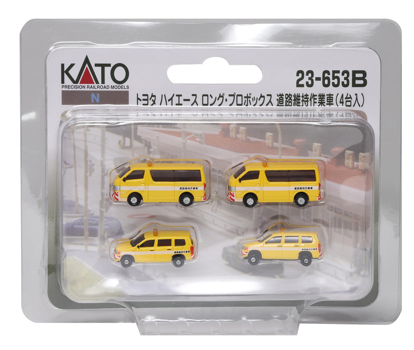 Kato Toyota Hiace Long Probox Road Work Vehicle - N Gauge 4 Units Rail Model 23-653B