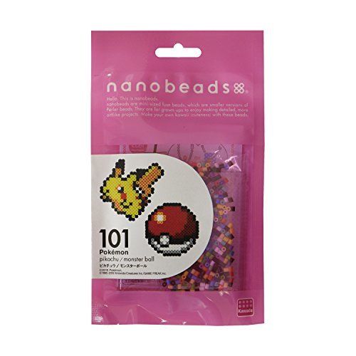 Kawada Nano Beads 101 Pokemon Pikachu / Poke Ball Perler Beads Kit - Japan Figure