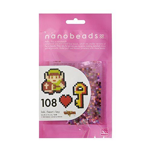 Kawada Nano Beads 108 The Legend Of Zelda Link / Heart / Key Perler Beads Kit - Japan Figure