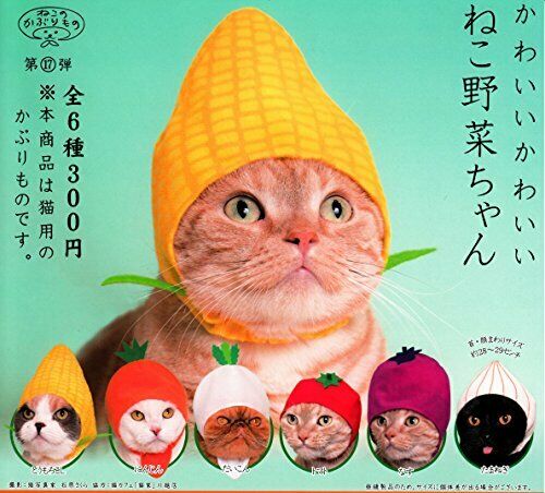 Kitan Club Couvre-chef du chat pour les légumes Ensemble de 6 jouets de mascotte Gashapon