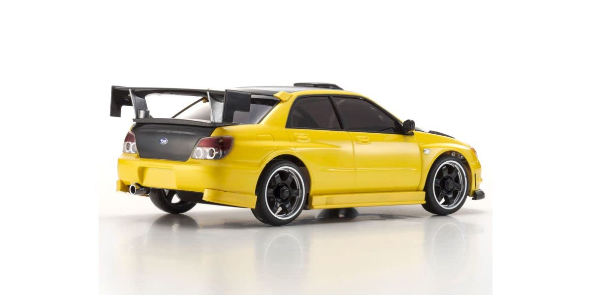 KYOSHO Rc Model Car Ready Set Mini-Z Awd Subaru Impreza Avec Aero Kit Et Capot Cfrp Jaune Métallique 32620My