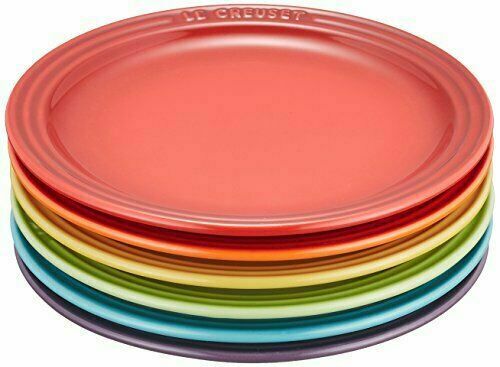 Le Creuset Round Plate Heat Resistant Pottery Lc 18cm 6 Sheets Rainbow