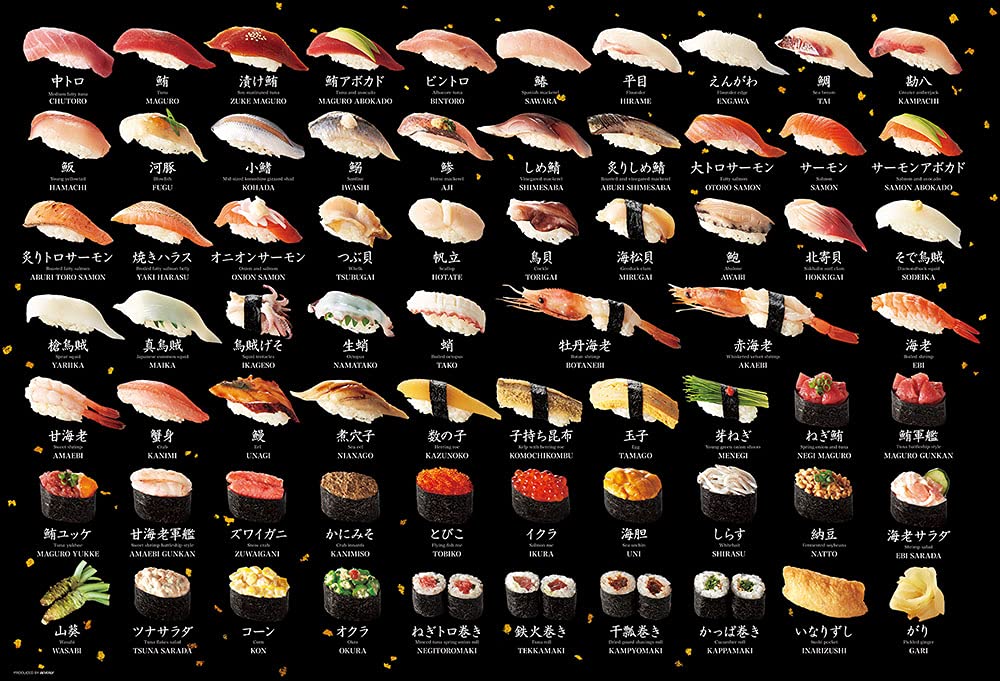 Beverly M81-624 Jigsaw Puzzle Types Of Sushi (1000 S-Pieces) Food Jigsaw Puzzle