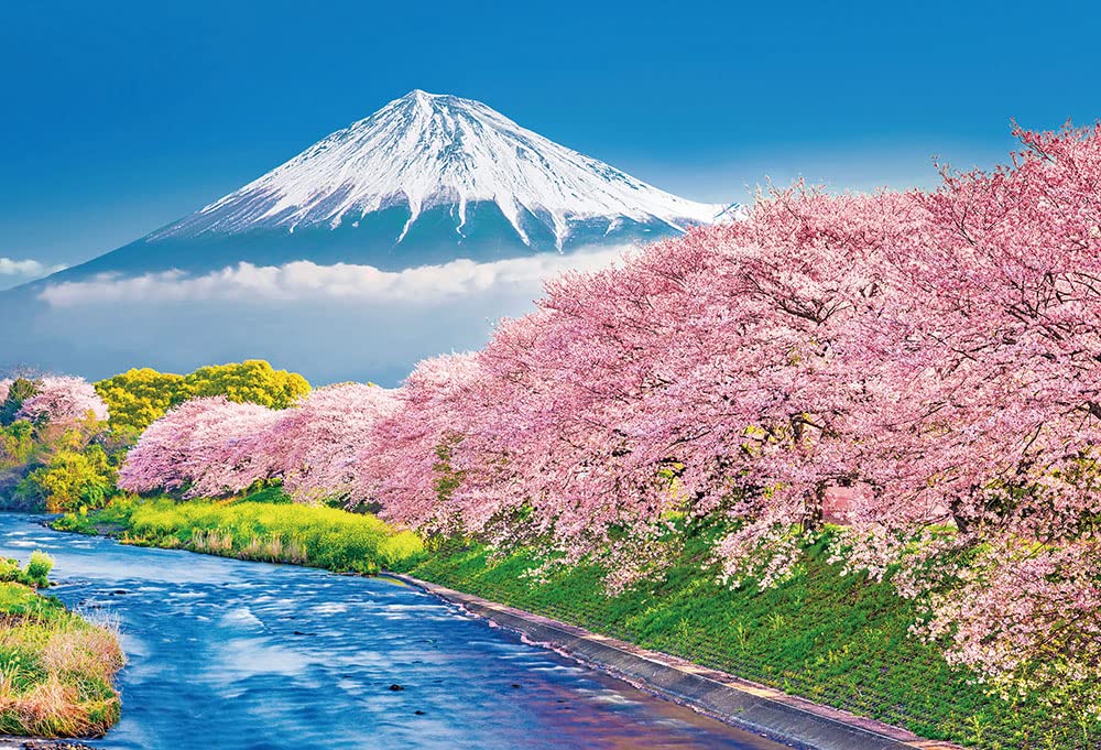 BEVERLY 1000-014 Jigsaw Puzzle Mt.Fuji And Cherry Blossom Trees Along The Urui River 1000 Pieces