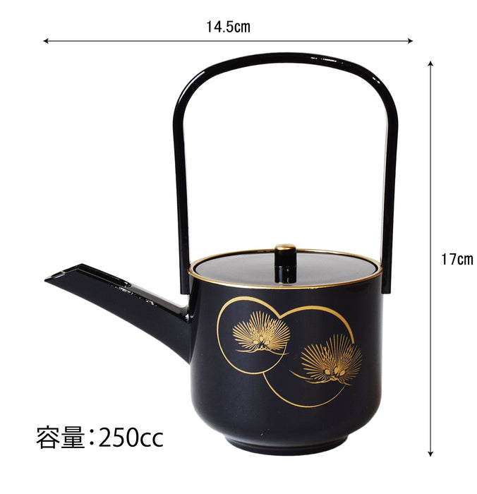 Maeju Japan Lackwaren Toso Korinmatsu Schwarze Sake-Tasse Choshi Mini Jubako Tosodai Set 7L-013