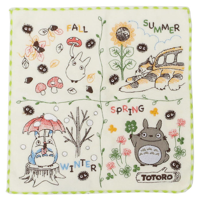 MARUSHIN Studio Ghibli My Neighbor Totoro Vollständig besticktes Mini-Handtuch „Vier Jahreszeiten der Natur“