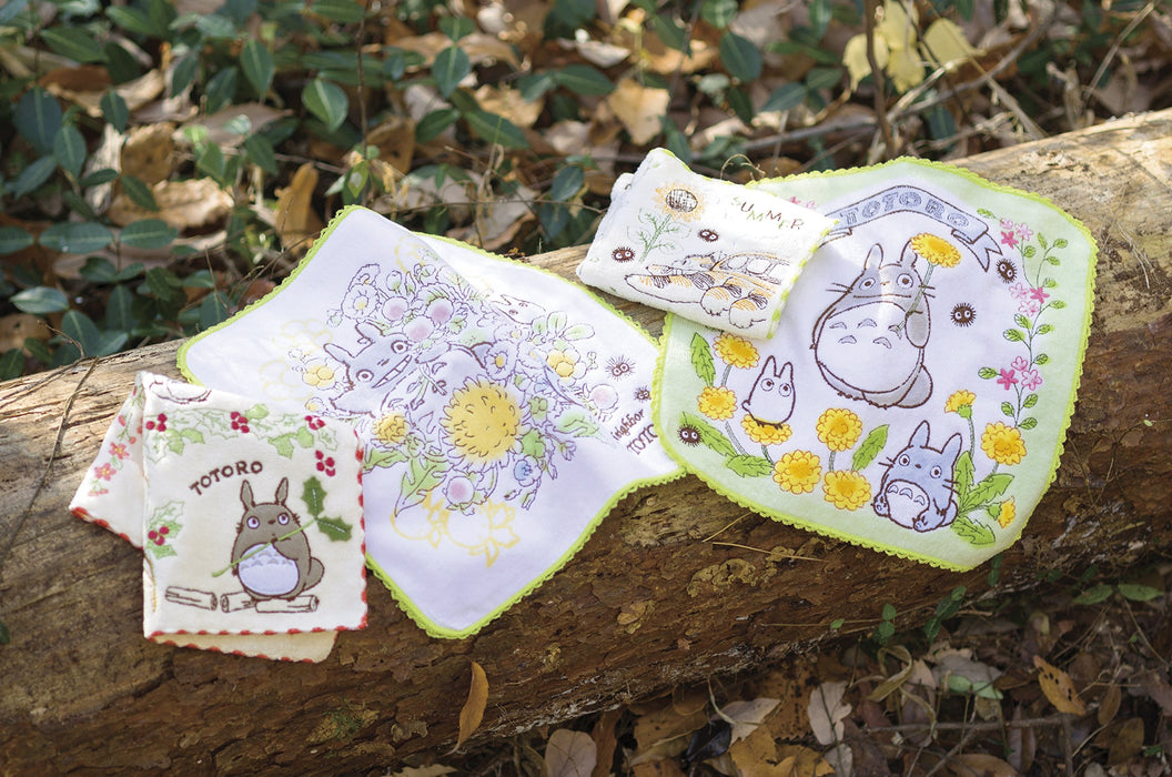 MARUSHIN Studio Ghibli My Neighbor Totoro Full Embroidery Mini Towel 'Four Seasons Of Nature'