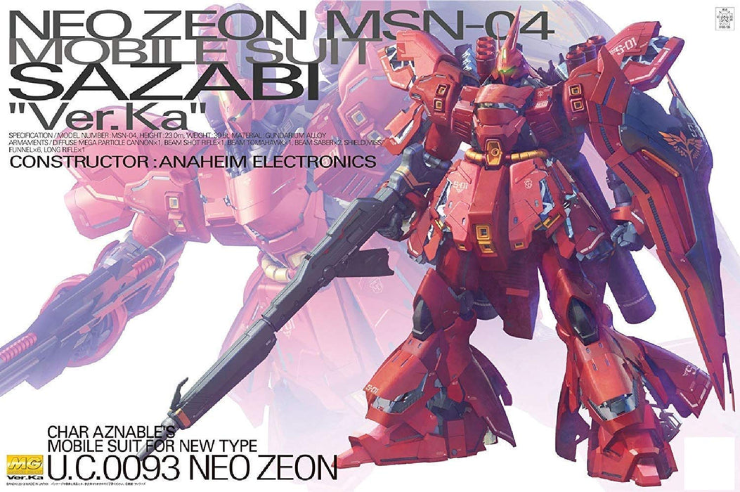 Mg Mobile Suit Gundam Char&amp;S Counterattack Msn-04 Sazabi Ver.Ka Modèle en plastique à code couleur à l'échelle 1/100