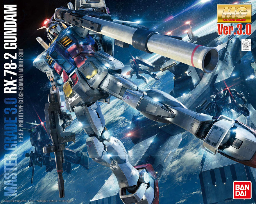 Mg Mobile Suit Gundam Rx-78-2 Gundam Ver.3.0 Modèle en plastique à code couleur à l'échelle 1/100