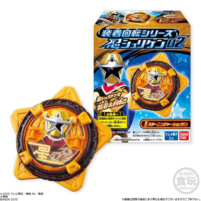 Bandai Shinobu Shuriken 02 Série rotative montée Boîte de 12 pièces avec jouets de bonbons rafraîchissants