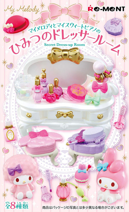RE-MENT My Melody And My Sweet Piano'S Secret Dress-Up Room 1 Box 8 Pcs Complete Set