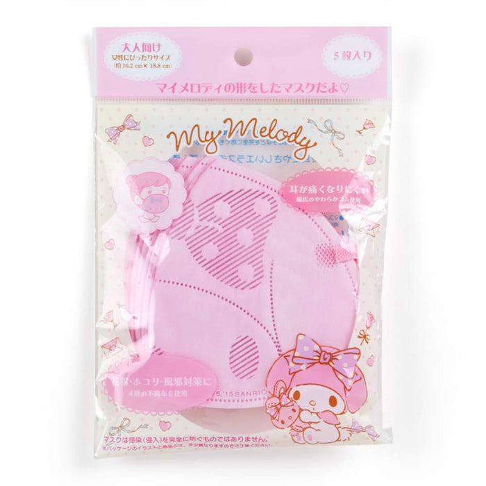 My Melody Face-Shaped Non-Woven Mask (5 Pieces) Pink