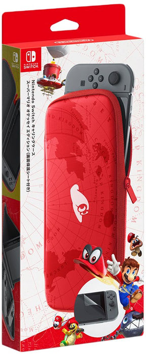 NINTENDO Switch Carrying Case Super Mario Odissey W/ Screen Protective Sheet