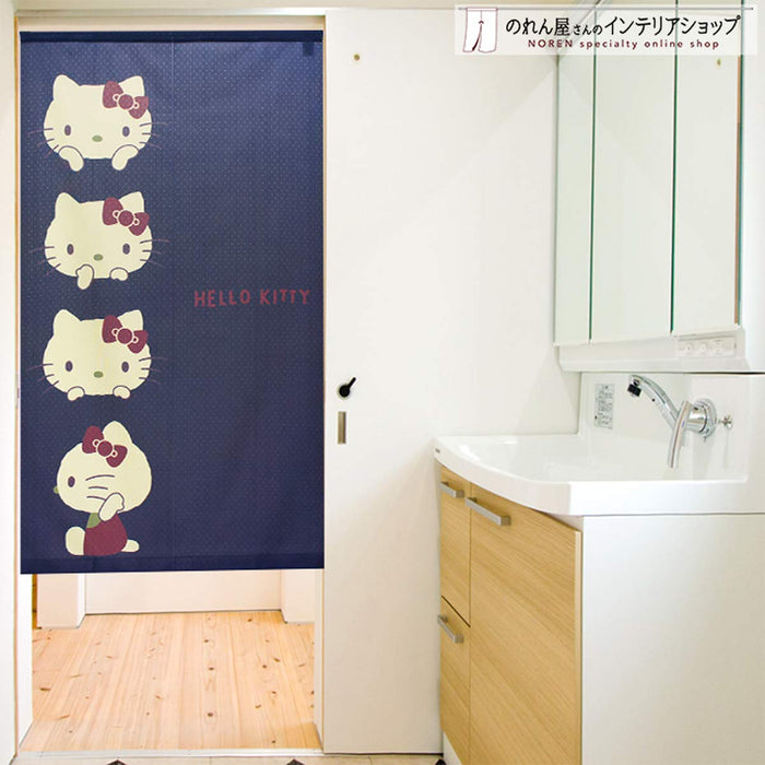 Noren Koubou Hello Kitty Tapestry 85X150Cm Retro Navy Blue 92184 Japan