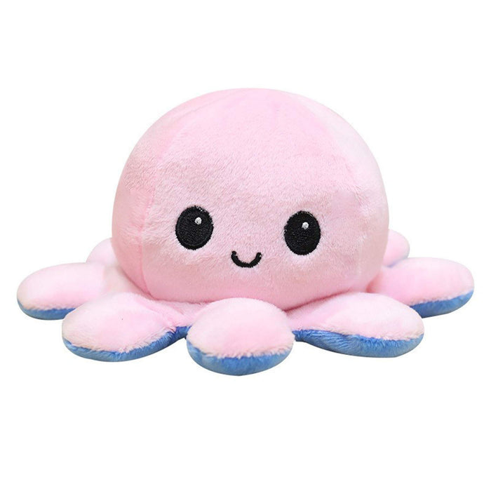 Slinx Octopus Plüschtier Wütendes Gesicht und Lachendes Gesicht (Rosa x Himmelblau) 20 cm Japan Wendbares Geschenk
