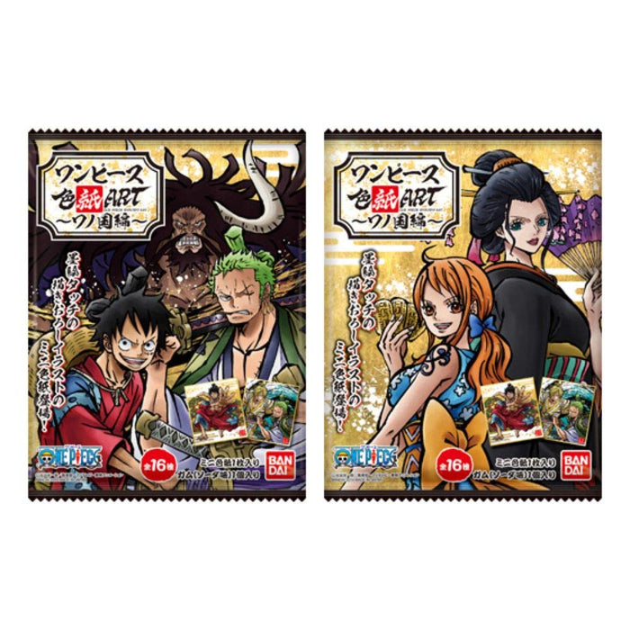 BANDAI CANDY - One Piece Shikishi Art -Wano Country- Boîte de 10 paquets - Jouet en bonbons