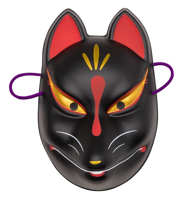 Party City Volkskunstmaske im japanischen Stil, Fuchs, schwarze japanische Halbmasken, Fuchsmasken