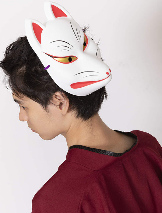 Party City Japanese-Style Folk Art Mask Tenko Celestial Fox White/Red Japanese Half Masks