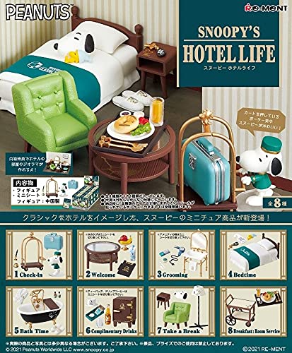 RE-MENT Snoopy'S Hotel Life Boîte de 8 Pièces