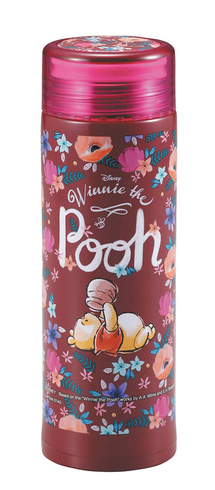 PEARL METAL Disney Leichte, schlanke persönliche Flasche, 300 ml, Winnie The Pooh, Burgunderrot