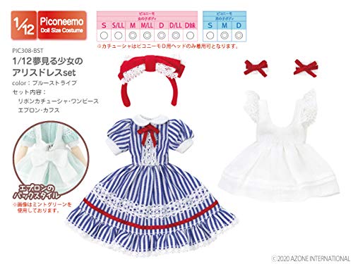 AZONE Pic308-Bst 1/12 Picco Neemo Dream Girl Alice Dress Set Blue Stripes