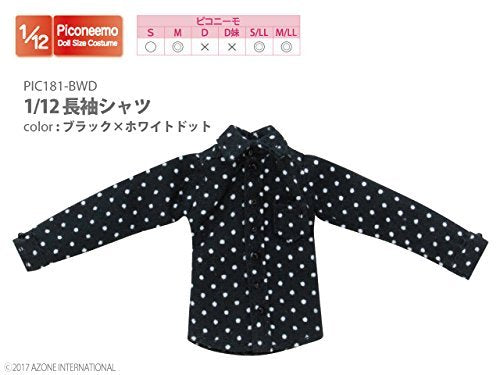 AZONE Pic181-Bwd 1/12 Chemise Manches Longues Noir X Point Blanc
