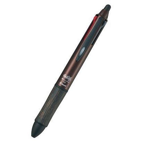 Pilot Frixion Ball 4 Wood 0.5Mm 4-Color Erasable Ballpoint Pen (Brown) - Japan - Bulk Set Of 3